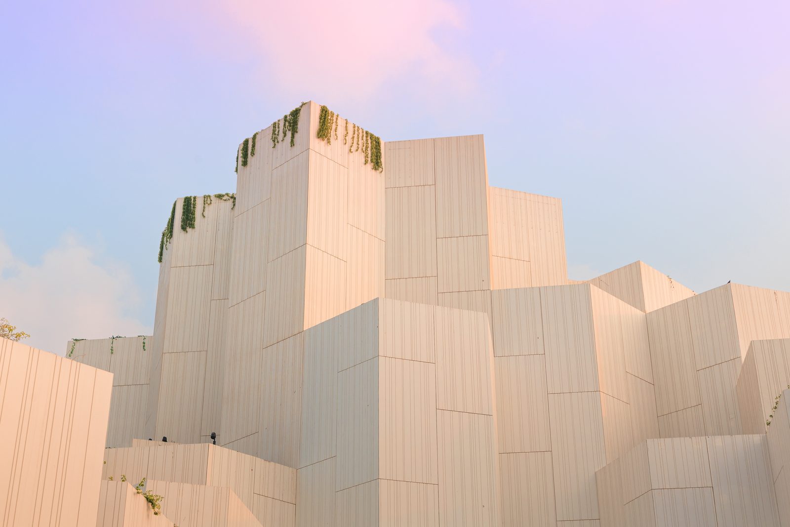 Minimal light architecture with clean shapes